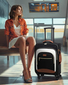 Carry On Luggage, Blcak-Beige-Brown, 22 Inch_Carry on, Carry on Luggage 22x14x9 Airline Approved