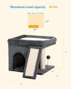 Aechonow Cat Tree Tower for Large Cat, Arbre à Chat Pour Grands Chats, 20 * 16.5 Inch Spacious Perch for Adult Cats, Cat Toy and Scratching Post, Dark Gray