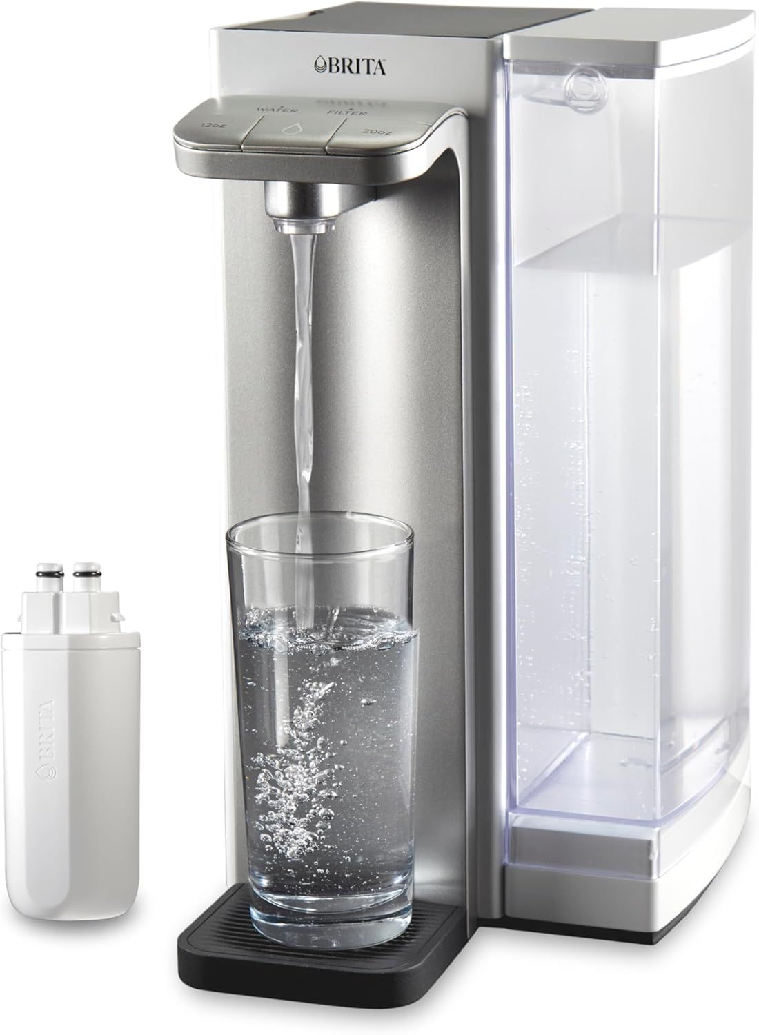 Brita Hub Instant Powerful Countertop Water Filter System, 12 Cup Water Reservoir, Includes 6 Month Carbon Block Filter, White, ‎87340C