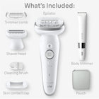 Braun Silk-épil 9 Epilator, Pivoting Head, Wet and Dry, Includes Body Trimmer, Shaver Head and Trimmer Comb, SES9-441