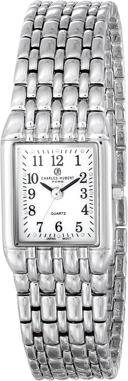 Charles-Hubert, Paris Women\'s 6830-W Classic Collection Chrome Finish White Dial Watch