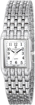 Charles-Hubert, Paris Women\'s 6830-W Classic Collection Chrome Finish White Dial Watch
