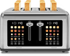 4 Slice Toaster Touch Screen, Stainless Steel Toasters Digital Timer, Dual Control Panel Toasters, 8 Shade Settings 6 Bread Types for Bagel, Cancel, Defrost 1650W Stainless Steel