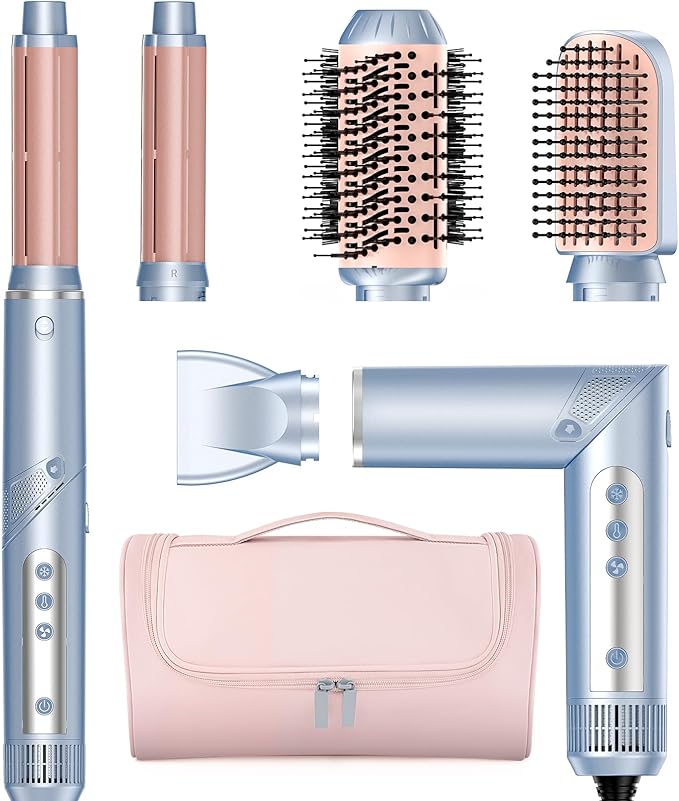 Hair Dryer Brush, 5-in-1 Professional Hot Air Styler with Travel Bag