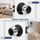 Crystal Interior Door Knobs, Glass Door Knobs with Privacy Lock, Clear Classic Interior Glass Door Knobs for Hall Bedroom Bathroom Closet – Matte Black, 1 Pack