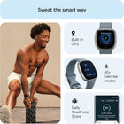 Google Fitbit Versa 4 - Fitness Smartwatch - Waterfall Blue / Platinum | Fitness Smartwatch with Daily Readiness, GPS, 24/7 Heart Rate, 40+ Exercise Modes, Sleep Tracking and More, One Size