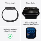 Apple Watch Series 10 [GPS 42mm] Smartwatch with Jet Black Aluminium Case with Black Sport Band. Fitness Tracker, ECG App, Always-On Retina Display, Water-Resistant Watch
