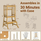 COSYLAND Baby and Toddler Step Stool Kitchen Nursery Helper Stand with Safety Rail in Natural Bamboo, Strong and Lightweight Toddler Kitchen Stool Helper - Natural