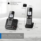 Panasonic DECT 6.0 Expandable Cordless Phone with Answering Machine and Call Block - 2 Cordless Handsets - KX-TGD392CB (Black)