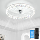 VOLISUN Low Profile Ceiling Fan with Lights and Remote, 20in Bladeless Ceiling Fan Light, 3000K-6500K Dimmable Modern Ceilings Fans Flush Mount, White Fandelier Ceilings Fans with Lights for Bedroom
