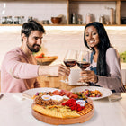 US Patented Double-Layer Charcuterie Board| Large Cheese Board Platter Set w 4 Knives and 2 Bowls | Premium Bamboo Serving Tray | Hoursewarming Christmas (Mocha Brown)