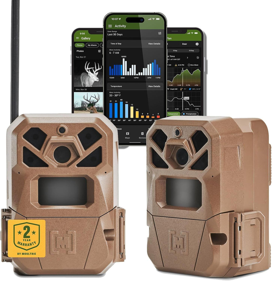 Moultrie Edge 2 Cellular Canada Trail Camera Two Pack - Auto Connect Nationwide 4G LTE - On Demand 36MP Photo - 1080P Video with HD Audio - 100 Ft Detection Range - Low Glow Flash | Scout from Anywhere, HD photos via Mobile app, 1080p video, multi-carrier