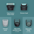 Philips Body Groomer 5000 Series - Trimmer for Men with Triple Protect Shave System, Intimate Trim & Shave, Interchangeable Heads, 100% Showerproof, 100 Min. Runtime, Model BG5490/28