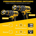Cordless Drill Compatible with Dewalt 20V Batteries Compact Brushless 1/2” Hammer Drill Driver, 160Nm MAX Torque, 2 Variable Speed 20+3 Position(Tool Only - Battery and Charger Not Included)