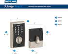 Schlage Touch Century Electronic Deadbolt Lock with Touchscreen Keypad, Keyless Front Door Entry, Matte Black, BE375 CEN 622
