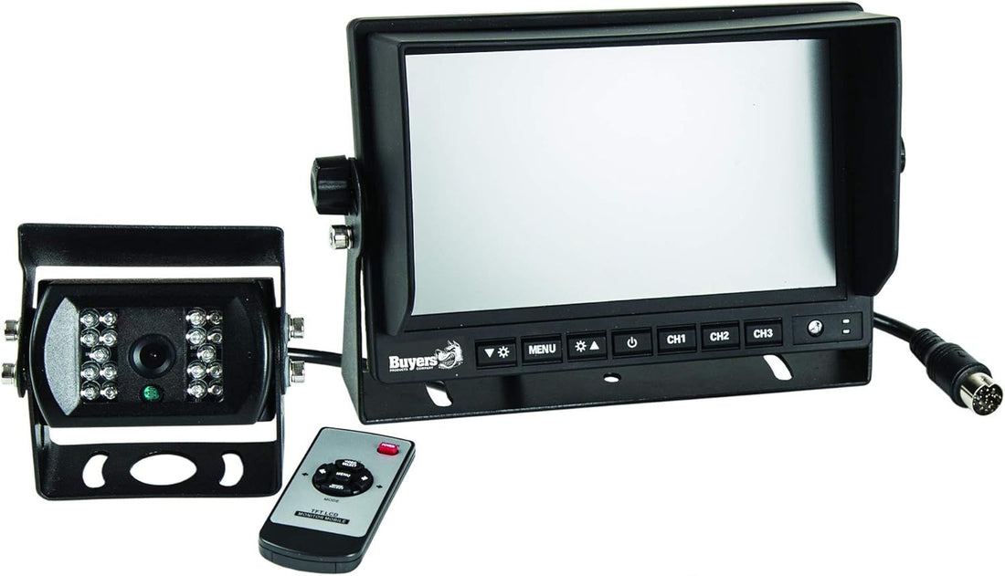 Buyers Products Rearview Backup 7 inch Camera, Rear Vehicle Observation System with Night Vision Monitor Kit for Trucks, RVs, Trailers, Vans and More, with Remote Control, 8883000, Black