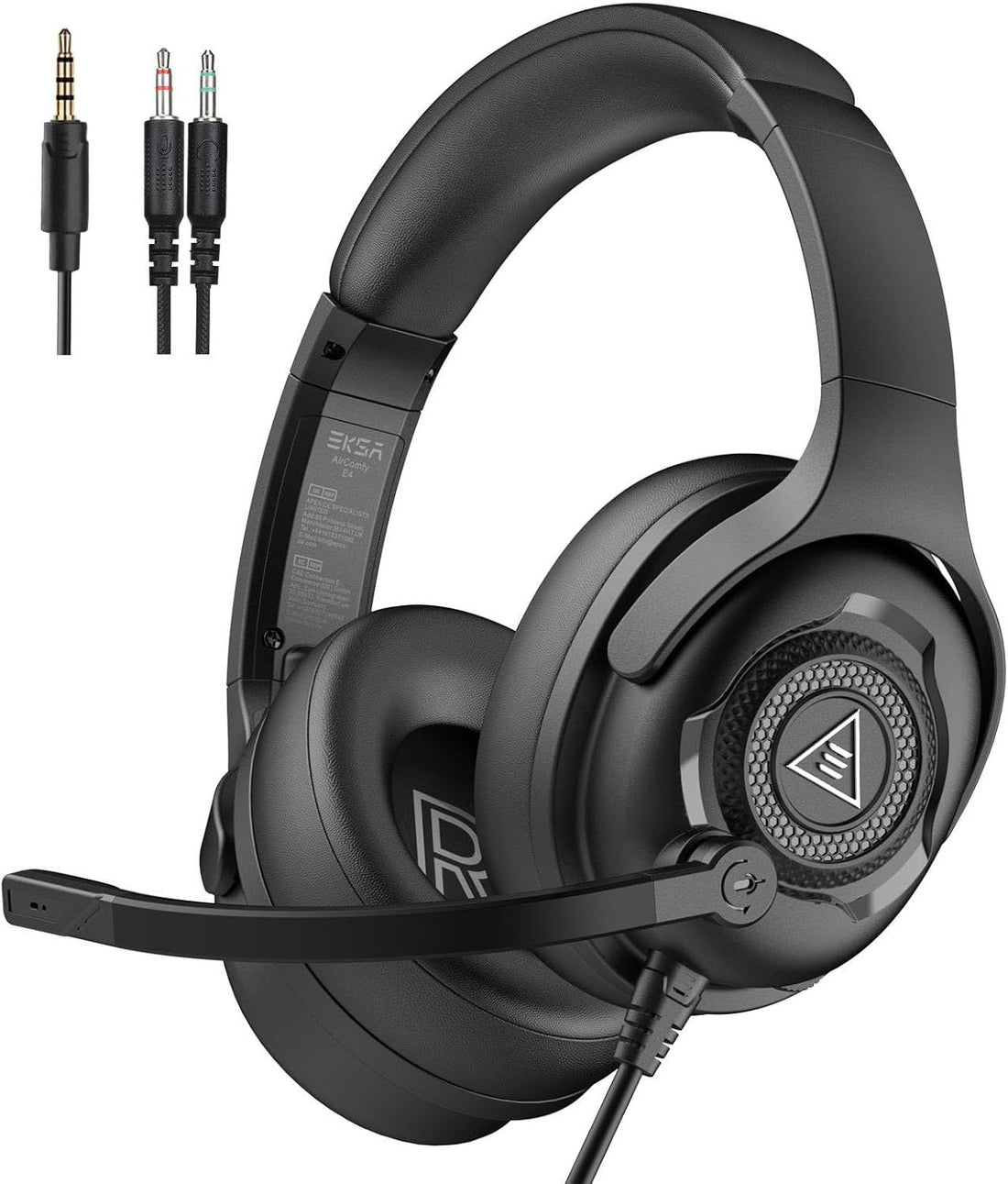 EKSA AirComfy E4 Gaming Headset with Microphone Noise Cancelling, PC Gaming Headphones, Crystal Clear Surround Sound, 263g Ultra Lightweight, 3.5mm Wired Computer Headset for Laptop/PS4/PS5/Xbox,Ink