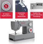 SINGER® 4423 (Grey) High Speed Heavy Duty Sewing Machine with Accessory Kit | 23 stitches deliver 97 applications, 50% more power for denim and canvas, 1100 stitches/min, metal frame, 1-step buttonhole