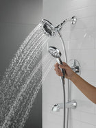 Delta Faucet Albion 14 Series Single-Handle Tub and Shower Faucet Set, Chrome Shower Trim Kit with 4-Setting In2ition 2-in-1 Dual Hand Held Shower Head, Chrome T144855-I (Valve Not Included)