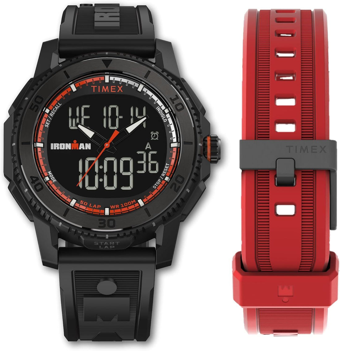 Timex Ironman Adrenaline Ana-Digi Black/Red PU Strap Watch (Model: TWG062500JR)