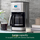 Cuisinart 14-Cup Coffee Maker, Programmable PerfecTemp Glass Carafe Coffee Machine with 1-4 Cup Setting, Brew Strength Control and Brew Pause, Stainless Steel (DCC-3200C)