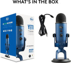 Logitech For Creators Blue Yeti USB Microphone for PC, Mac, Gaming, Recording, Streaming, Podcasting, Studio and Computer Condenser Mic, Blue VO!CE Effects, 4 Pickup Patterns, Plug and Play – Blue