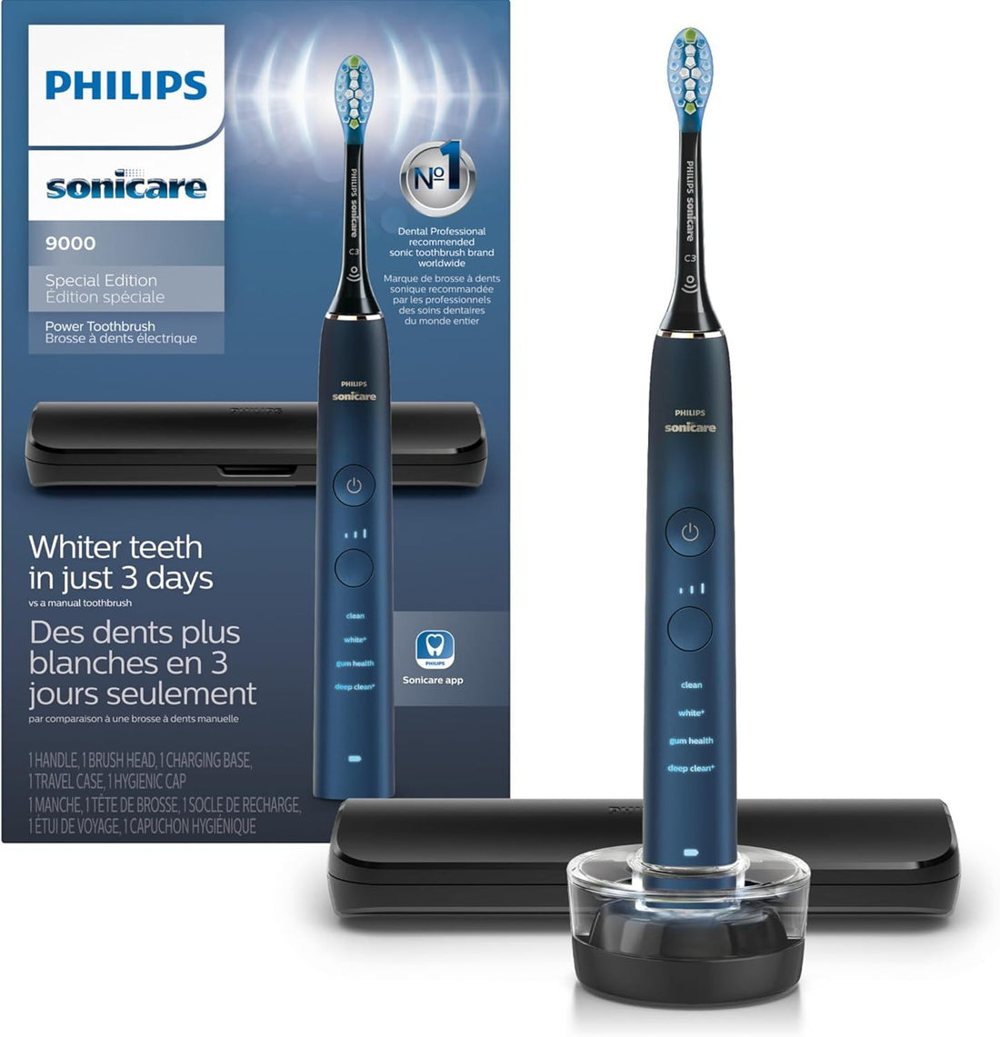 Philips Sonicare DiamondClean 9000 Special Edition Rechargeable Electric Toothbrush, Blue/Black, HX9911/92