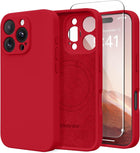 Magnetic for iPhone 16 Pro Max Case, Compatible with MagSafe, [Full Camera Protection][Screen Protector] Silicone Shockproof Protective Phone Case for iPhone 16 Pro Max 6.9\, Deep Red
