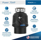 InSinkErator Garbage Disposal, Power .75HP, 3/4 HP EZ Connect Continuous Feed Garburator