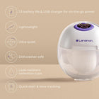 Lansinoh Discreet Duo Wearable Breast Pump, Hands Free Breast Pump, 4 Pumping Modes, 9 Levels Hospital Grade Suction, LED Display, Leak-Resistant Design, 2 Breast Flange Sizes Included: 24mm & 21mm (model #S32)
