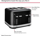 KitchenAid 4 Slice Toaster, KMT4109, Black Matte | Wide-range of toasting shades, Extra Wide Slots, high lift lever, Toasts bagels, english muffin, thick breads, Crumb Tray