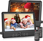 WONNIE 10.5 Two DVD Players Dual Screen for Car Portable CD Player, Play a Same or Two Different Movies with Two Mounting Brackets, 5-Hour Rechargeable Battery, Support USB/SD Card Reader