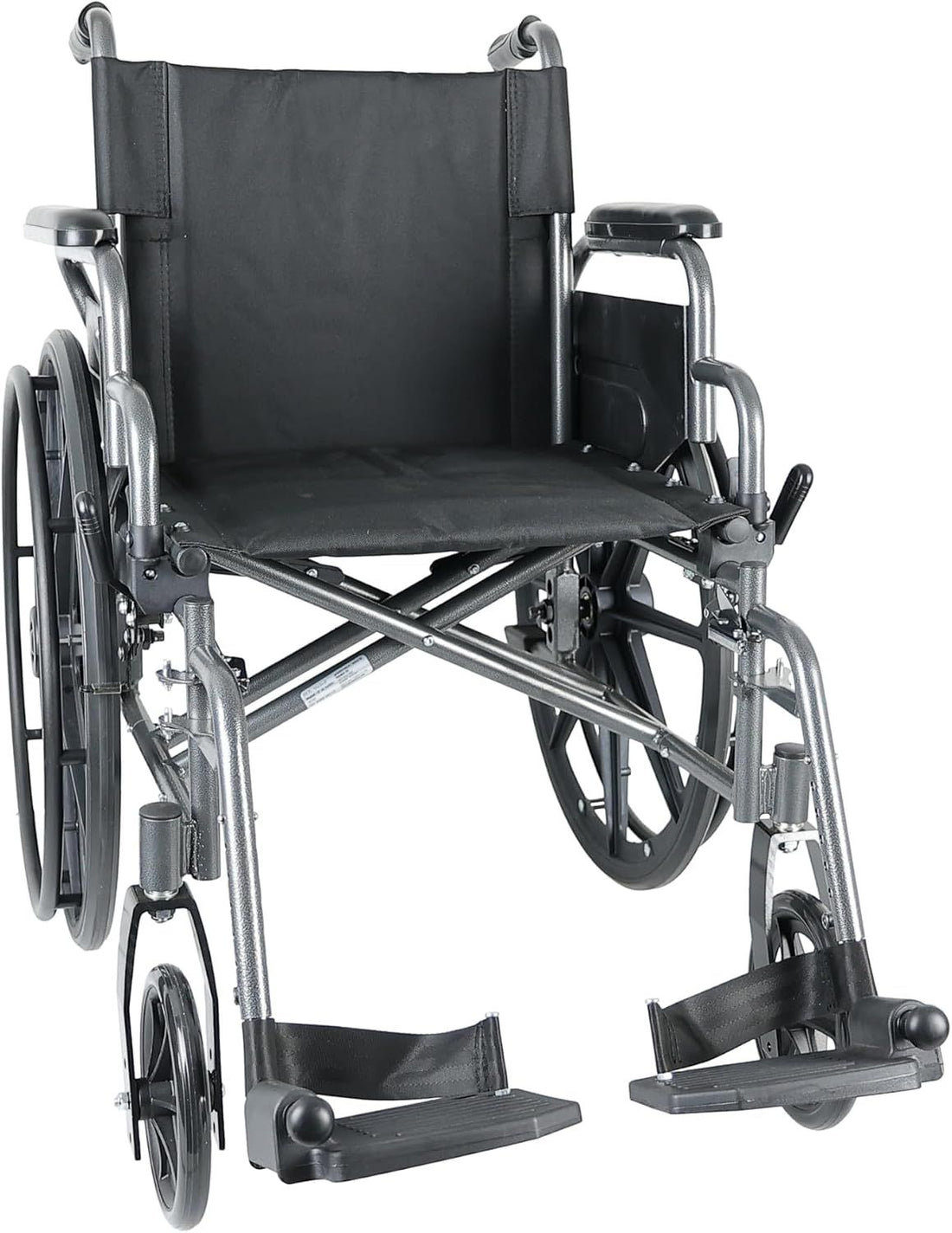 BIOS Living 22\ / 55.8 cm Phoenix Wheelchair, Foldable, Durable Steel Frame, Swing Away/Removable Footrests, Flip-Up PVC Armrests, Adjustable Seat Height, 300lbs / 136kg Capacity