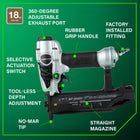 Metabo HPT Brad Nailer Kit, Pneumatic, 18 Gauge, 5/8-Inch up to 2-Inch Brad Nails, Tool-less Depth Adjustment, Selective Actuation Switch, 5-Year Warranty (NT50AE2)