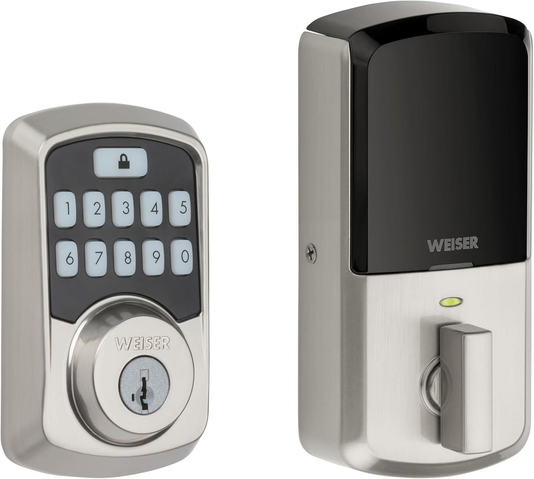 Weiser Aura Satin Nickel Bluetooth Door Lock, Remote Sharing Compatible with Alexa and Google Assistant, Auto Lock, Create, Disable and Delete Codes Via App, Scheduled and Maintain up to 250 Codes