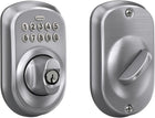 Schlage Plymouth Electronic Keypad Deadbolt Lock, Keyless Front Door Entry, Mechanical Key Backup Included, Satin Chrome, BE365 PLY 626