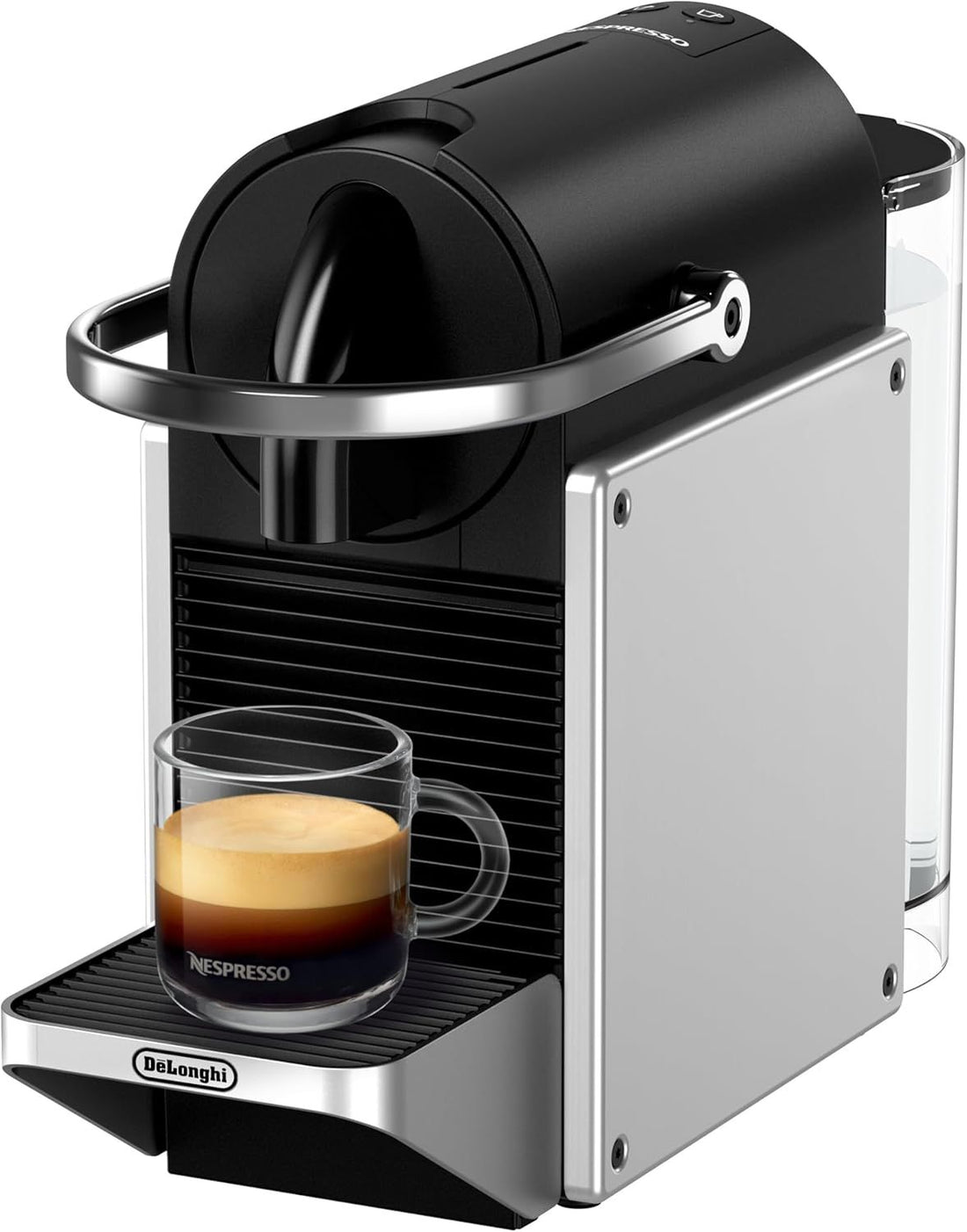 De\'Longhi Nespresso Pixie EN127.S, Fully Automatic Coffee Machine, One-Button Coffee Machine with Multi-Function, Welcome Set Included, Compact Design, 19 Bar Pressure, 1260W, Silver