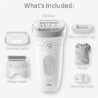 Braun Silk-épil 7 Epilator, Wet and Dry, Wide Head, Includes Shaver Head and Trimmer Comb, SE7-041, Silver