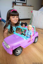 Barbie Off-Road Vehicle, Purple with Pink Seats and Rolling Wheels, 2 Seats, Toy for 3 to 7 Year Olds