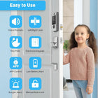 Keyless Entry Door Lock, Miuedo Front Door Lock Sets, Smart Locks for Front Door Fingerprint Door Lock Door Handle Sets with Electronic Keypads, Auto Lock Digital Lock (Silver)
