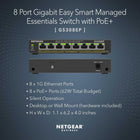 NETGEAR 8-Port Gigabit Ethernet PoE+ Smart Managed Plus Switch (GS308EP)