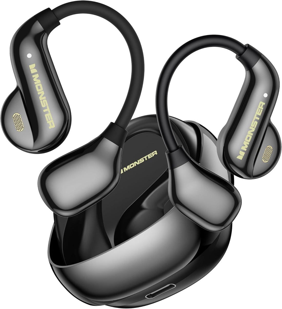 Monster Open Ear AC390 Headphones, Bluetooth 6.0 Earbuds with Stereo Sound, Wireless Headphones 24H Playtime, IPX5 Waterproof, Rotating Charging Case with Lanyard, Ultra-Light Open Ear Earbuds