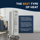 De\'Longhi Oil-Filled Radiator Space Heater, Full Room Quiet 1500W, Adjustable Thermostat 3 Heat Settings, Energy Saving, Safety Features, Light Gray, TRH0715CA