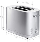 ZWILLING Enfinigy 2-Slice Toaster - Silver Stainless Steel Toaster with Extra Wide Slots for Bagels - 7 Toast Settings, Reheat, Defrost, and Even-Heating Technology
