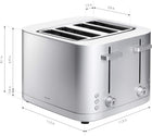 ZWILLING Enfinigy 4-Slice Toaster - Extra Wide 1.5 Bagel Slot, 7 Toast Settings, Reheat, Cancel, Defrost - Silver