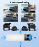 Reverse Camera 9-Inch HD IPS Screen with 4-Camera Car Reverse System, IP68 Waterproof, Infrared Night Vision, and Easy DIY Installation for RV/Tractor/Truck/Excavator/Caravan/Skid Steer/Heavy