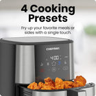 Chefman TurboFry Touch Air Fryer, 5Qt (4.75L) Family Size, One Touch Digital Control Presets, French Fries, Chicken, Meat, Fish, Nonstick Dishwasher-Safe Parts, Automatic Shutoff, Stainless Steel