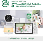 LeapFrog LF925HD 1080p WiFi Remote Access 360 Degree Pan & Tilt Video Baby Monitor with 5” High Definition 720p Display, Night Light, Color Night Vision (White), One Size