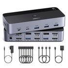 UGREEN 4K@60Hz HDMI KVM Switch 2 Monitors 2 Computers, with 4 USB 3.0 Ports for 2 Computers Sharing 2 Monitors Keyboard Mouse Printer with 4 HDMI Cables, 2 USB Cables, Power Adapter and Controller