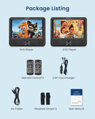 FANGOR 7.5 Dual Portable DVD Player for Car, Car DVD Player Dual Screen Play a Same or Two Different Movies with Headrest Strap, Regions F-r-e-e, Support Last Memory, AV Out & in, USB/SD Card